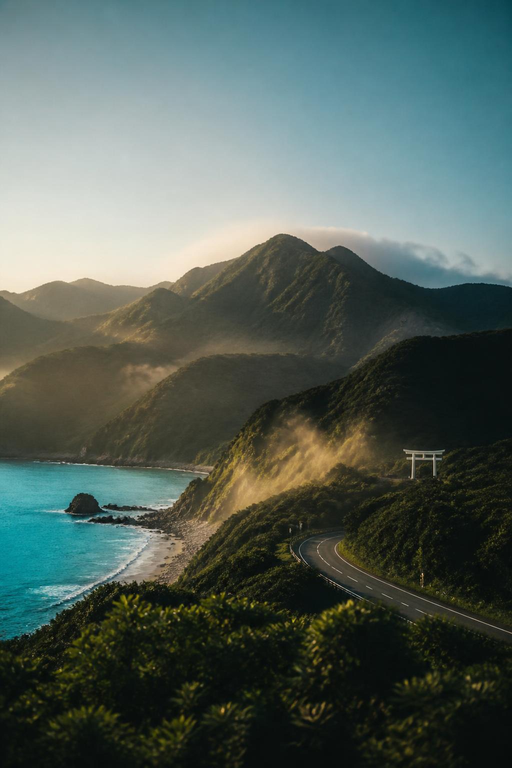 九州海岸公路與山林晨光