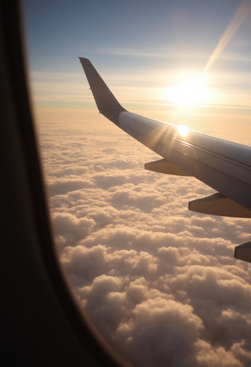 機窗外的雲海與機翼