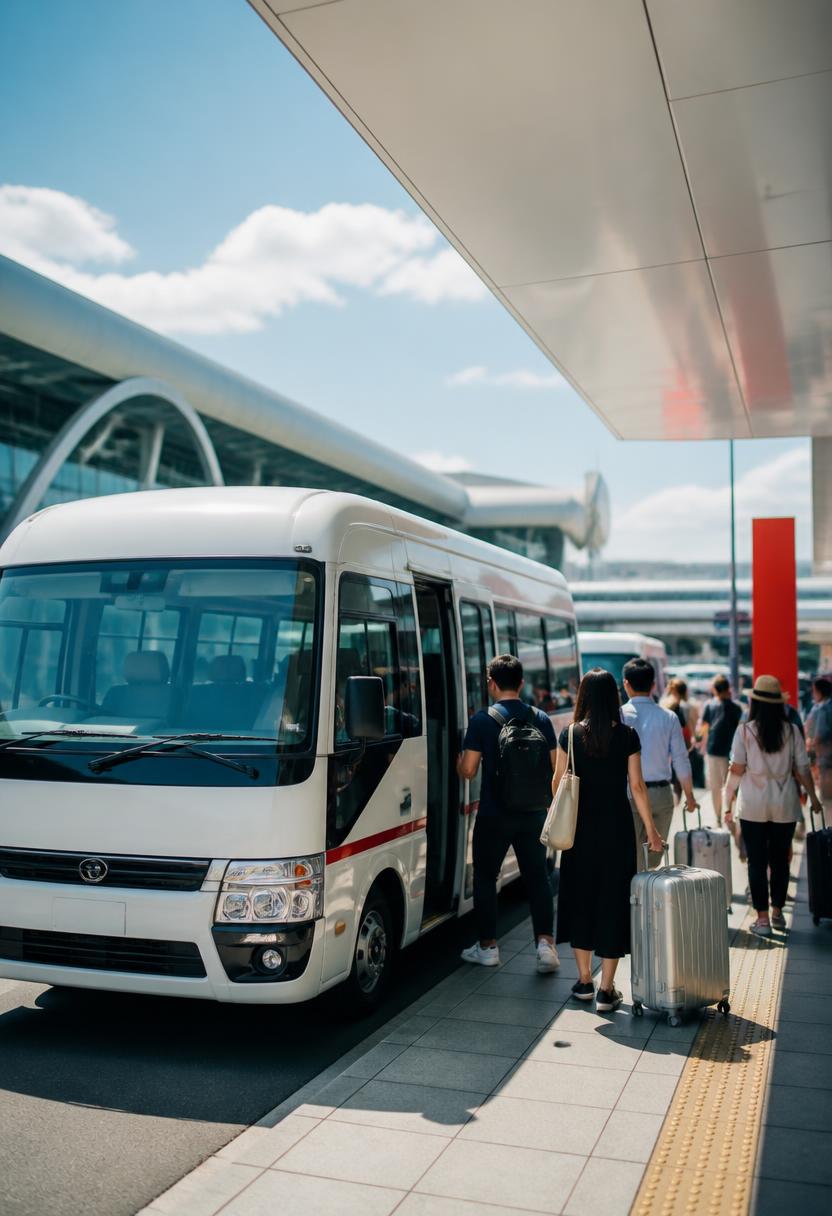福岡機場國際線航廈前的租車免費接駁車